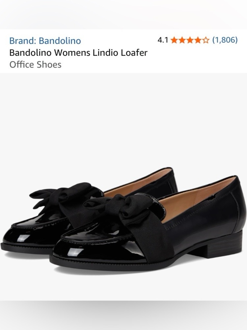 Bandolino Black Patent Loafers with Fabric Bow Accent
